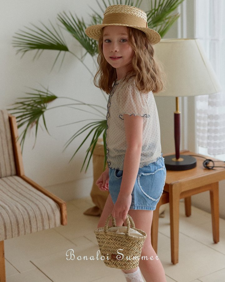 Heart Pocket Mini Denim Pants by Bonaloi for Child - view 10
