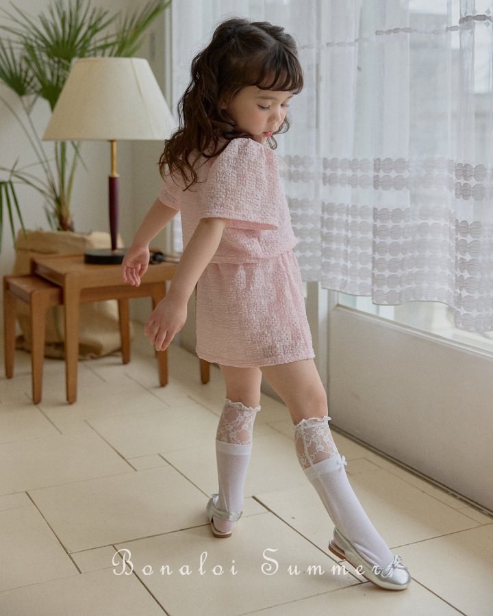 Bonaloi - Korean Children Fashion - #minifashionista - Lace Puff Bolero Set - 11