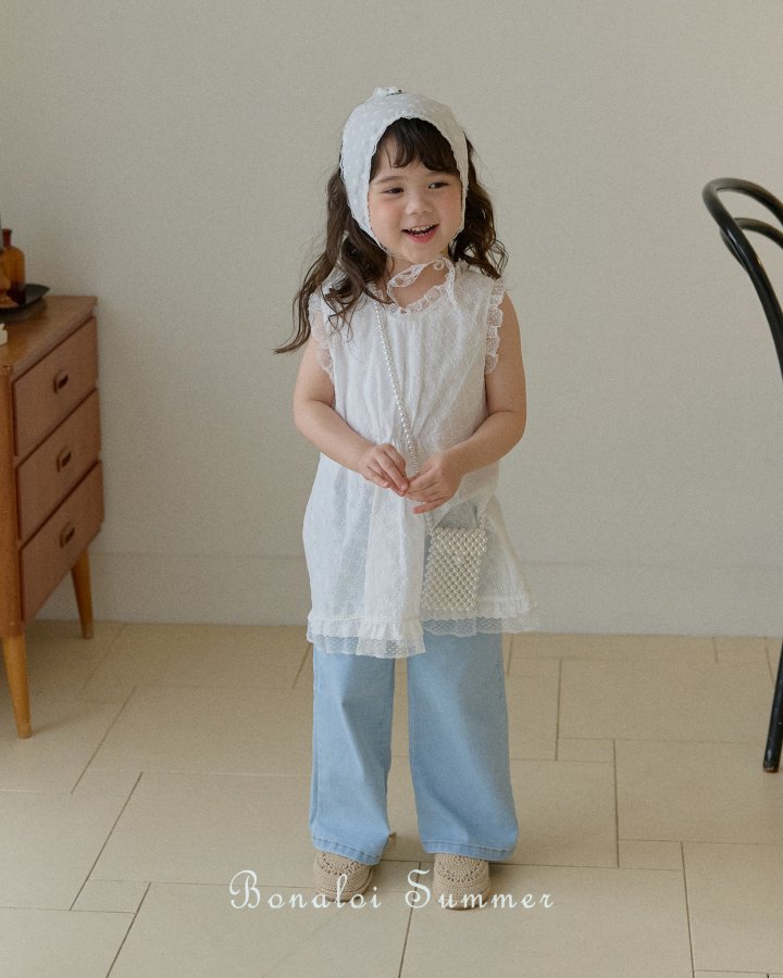 Bonaloi - Korean Children Fashion - #stylishchildhood - Eyelet Pure One-Piece - 3