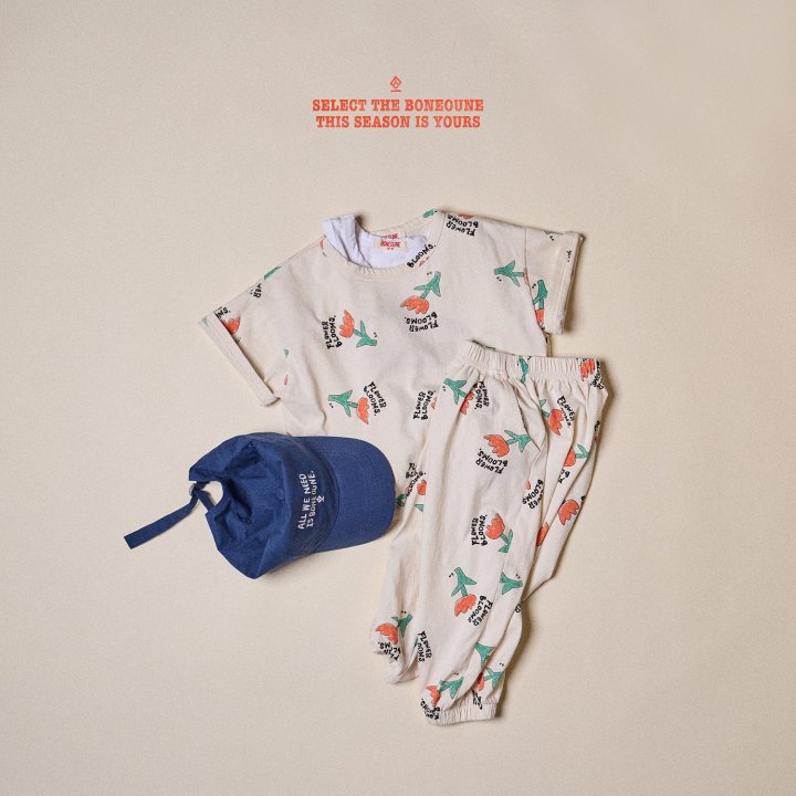 Boneoune - Korean Children Fashion - #designkidswear - Bloom Flower Short Sleeve Tee - 6
