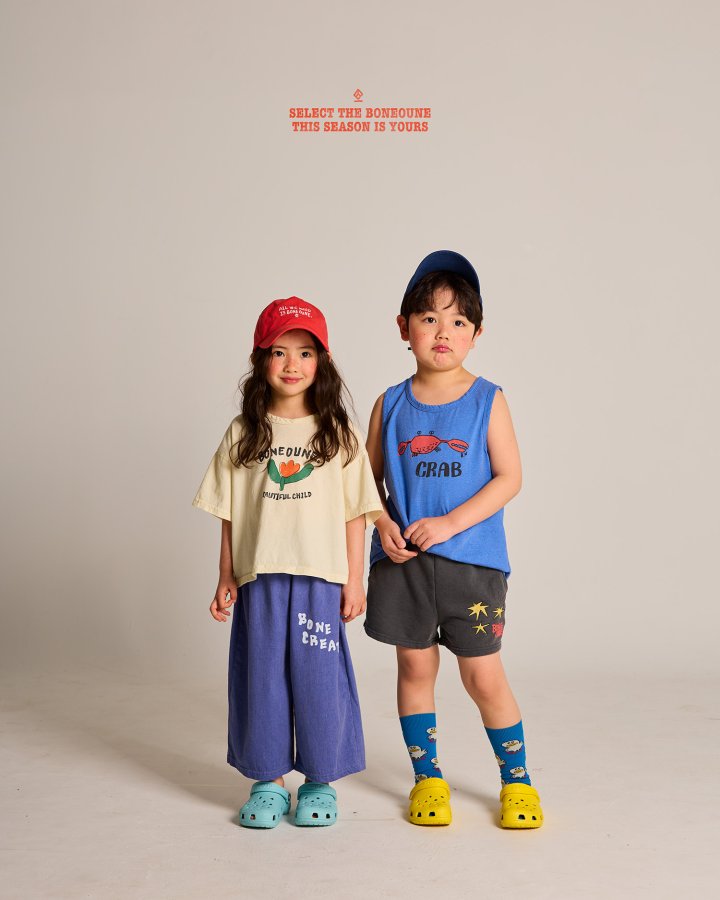 Boneoune - Korean Children Fashion - #kidsshorts - Crab Sleeveless Tee - 10