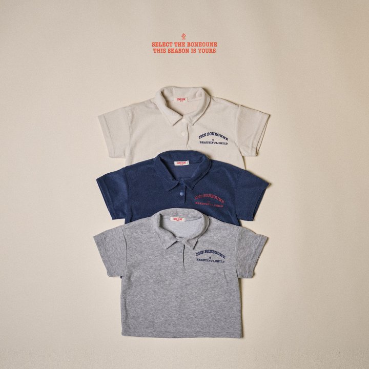 Boneoune - Korean Children Fashion - #magicofchildhood - Roll Collar Short Sleeve Tee
