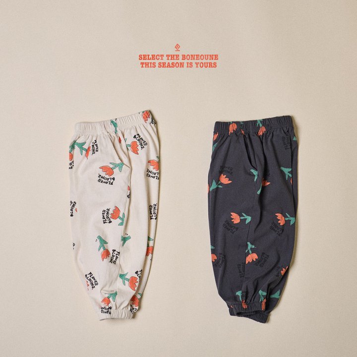 Boneoune - Korean Children Fashion - #prettylittlegirls - Bloom Flower Jogger Pants