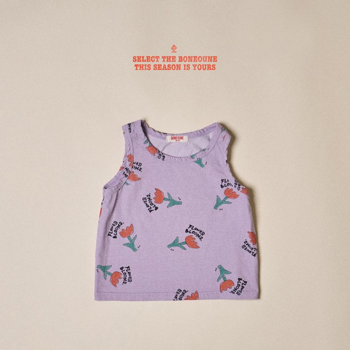 Boneoune - Korean Children Fashion - #stylishchildhood - Pigment Flower Sleeveless Tee - 2