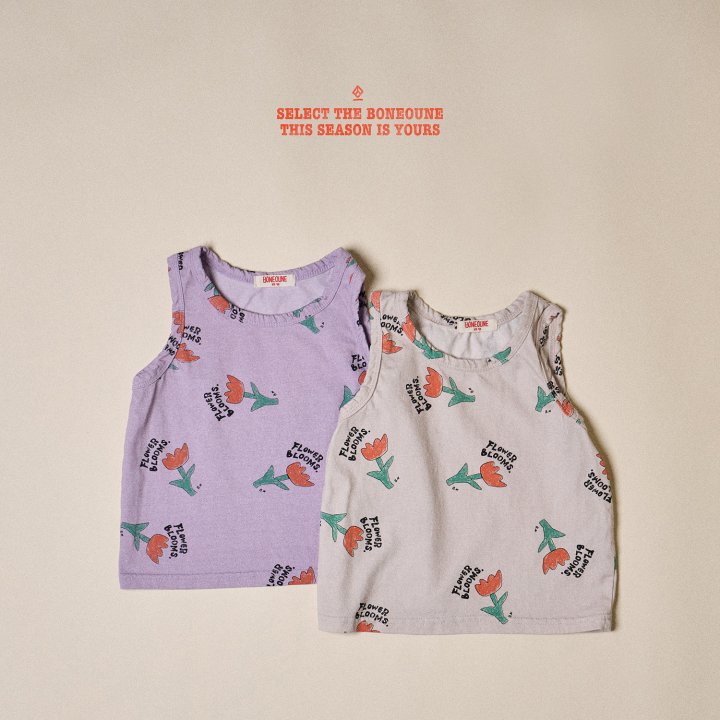 Boneoune - Korean Children Fashion - #toddlerclothing - Pigment Flower Sleeveless Tee