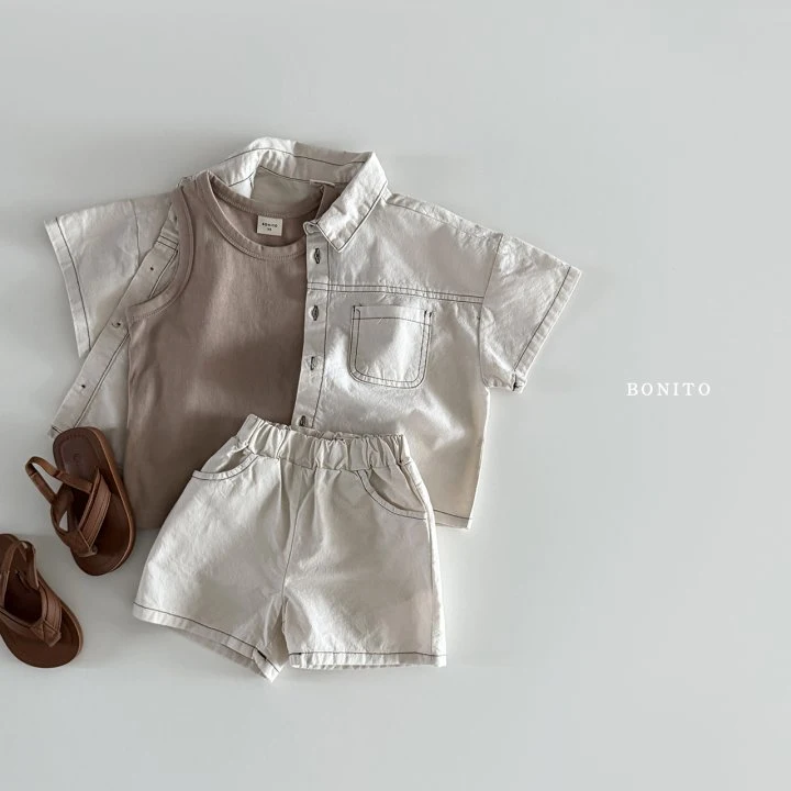Bonito - Korean Children Fashion - #childrensboutique - Two-Pocket Linen Set - 8