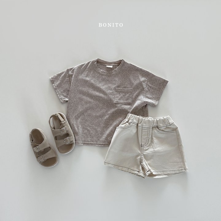 Bonito - Korean Children Fashion - #kidsshorts - Slub Pocket Tee - 12