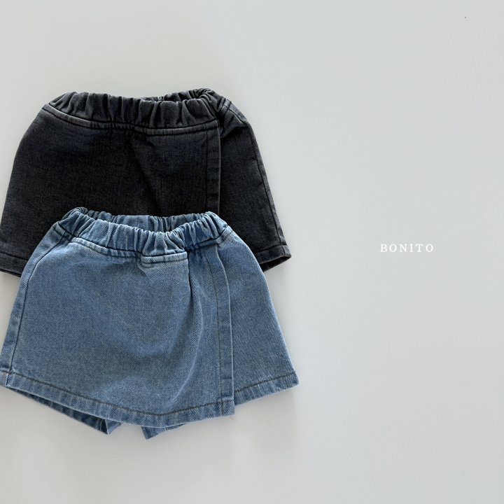 Bonito - Korean Children Fashion - #kidsshorts - Denim Skirt Shorts - 5