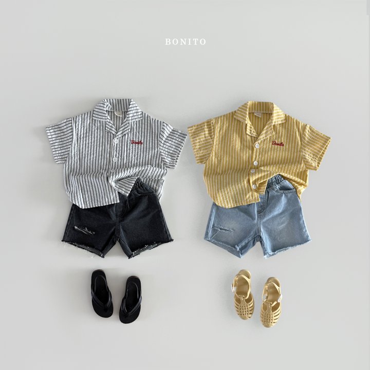 Bonito - Korean Children Fashion - #kidsshorts - Couple Stripe Shirt - 3