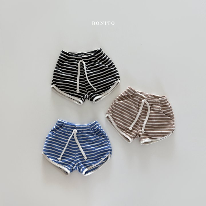 Bonito - Korean Children Fashion - #kidzfashiontrend - Striped Color Strap Terry Shorts