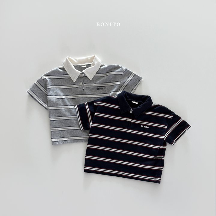Bonito - Korean Children Fashion - #kidzfashiontrend - Striped Collar Tee - 3