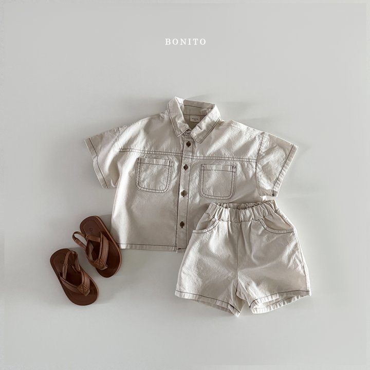 Bonito - Korean Children Fashion - #toddlerclothing - Two-Pocket Linen Set - 5
