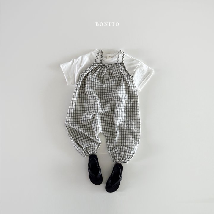 Bonito - Korean Children Fashion - #toddlerclothing - Check Strap Overalls - 12