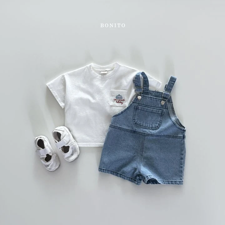 Bonito - Korean Children Fashion - #toddlerclothing - Panel Denim Overalls - 5