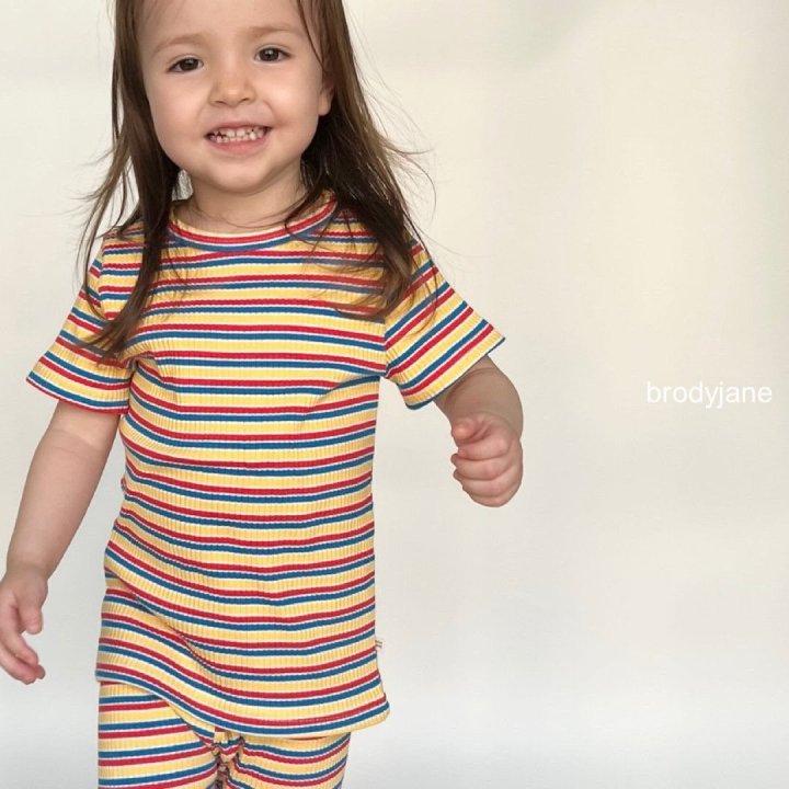Brody Jane - Korean Baby Fashion - #babyclothing - Multi Stripe Short Sleeve Set - 2