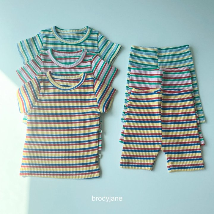 Brody Jane - Korean Baby Fashion - #babyootd - Multi Stripe Short Sleeve Set - 8