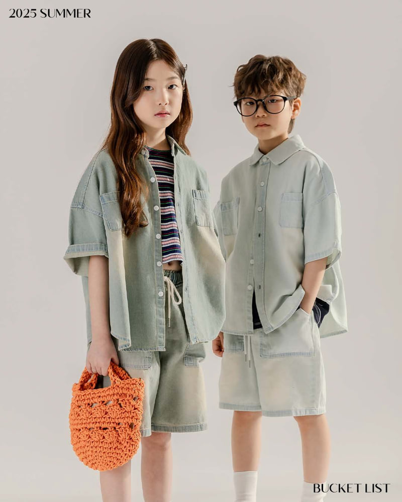 Bucket List - Korean Children Fashion - #Kfashion4kids - Brushed Denim Shorts - 8
