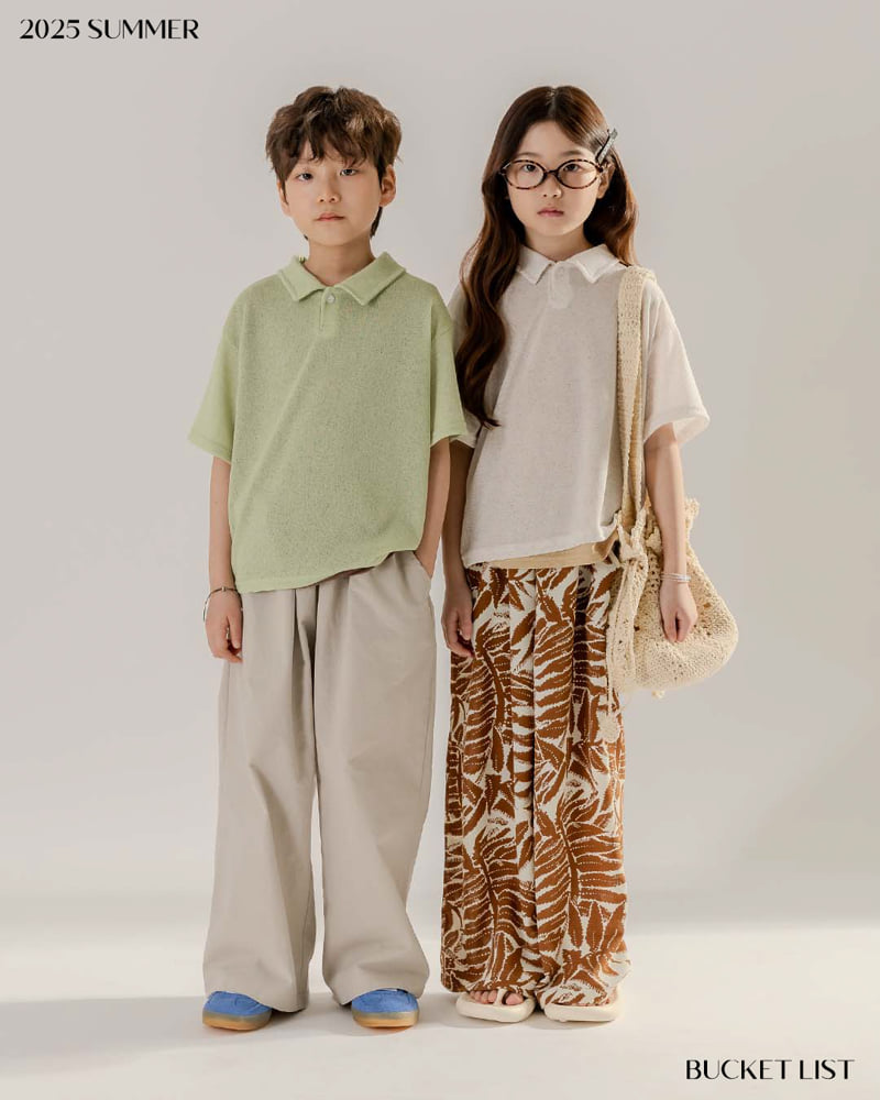 Bucket List - Korean Children Fashion - #childofig - Knit Collar Short Sleeve Tee - 3