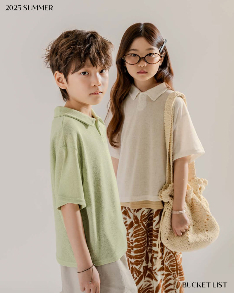 Bucket List - Korean Children Fashion - #fashionkids - Knit Collar Short Sleeve Tee - 7