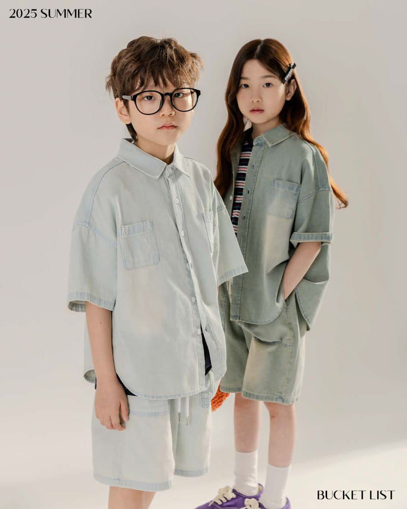 Bucket List - Korean Children Fashion - #kidsshorts - Brushed Denim Shorts - 5