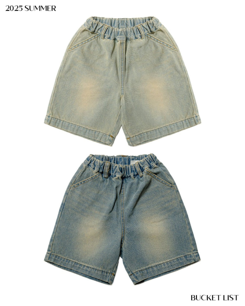Bucket List - Korean Children Fashion - #kidsstore - Washed Bermuda Denim Pants