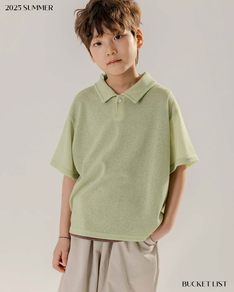 Bucket List - Korean Children Fashion - #littlefashionista - Knit Collar Short Sleeve Tee - 12