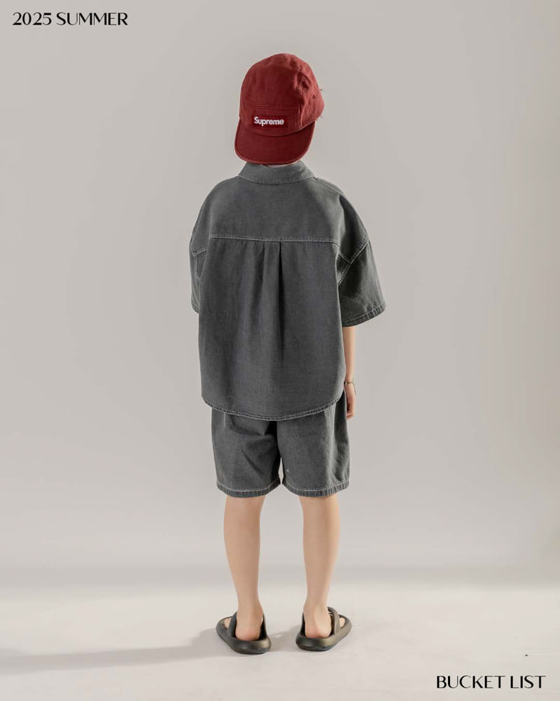 Bucket List - Korean Children Fashion - #magicofchildhood - Basic Denim Short Sleeve Shirt - 12