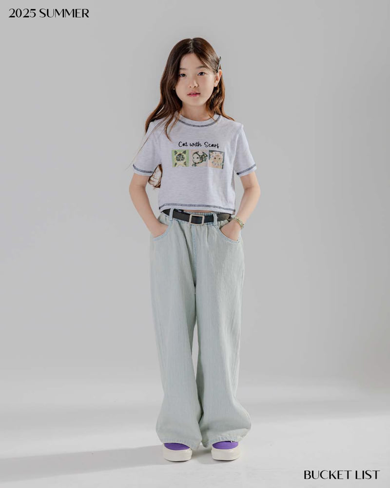 Bucket List - Korean Children Fashion - #stylishchildhood - Cat Crop Short Sleeve Tee - 3