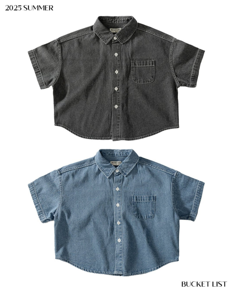 Bucket List - Korean Children Fashion - #stylishchildhood - Basic Denim Short Sleeve Shirt