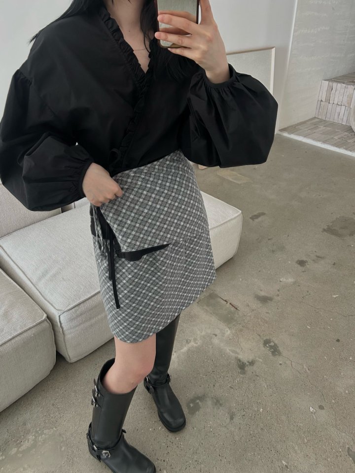 Buckle - Korean Women Fashion - #momslook - Check Wrap Skirt - 2