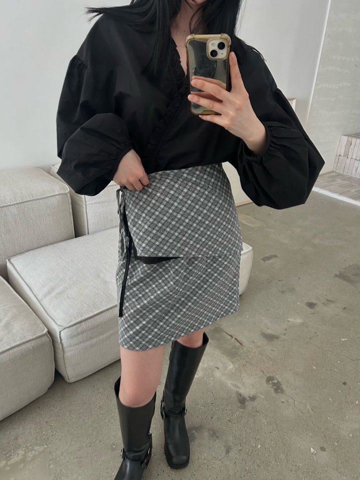Buckle - Korean Women Fashion - #momslook - Check Wrap Skirt - 7