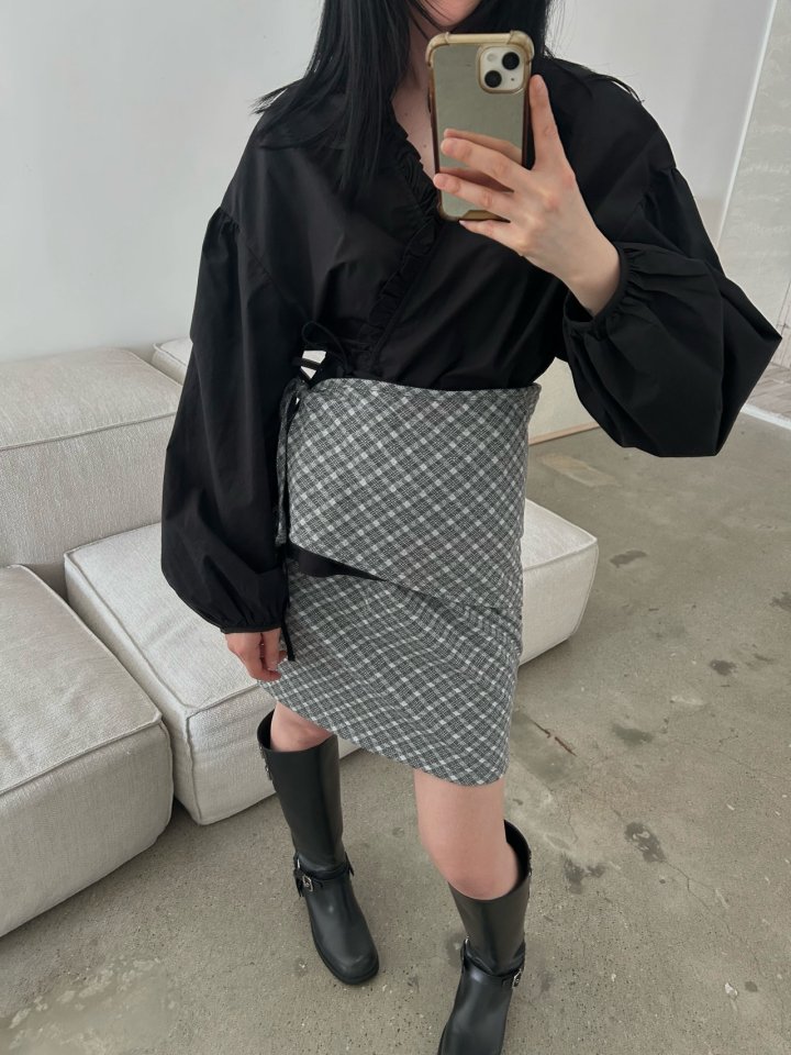 Buckle - Korean Women Fashion - #momslook - Check Wrap Skirt - 8