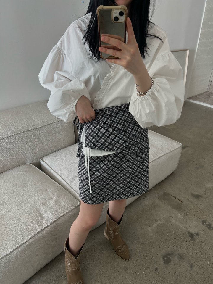 Buckle - Korean Women Fashion - #momslook - Check Wrap Skirt - 5