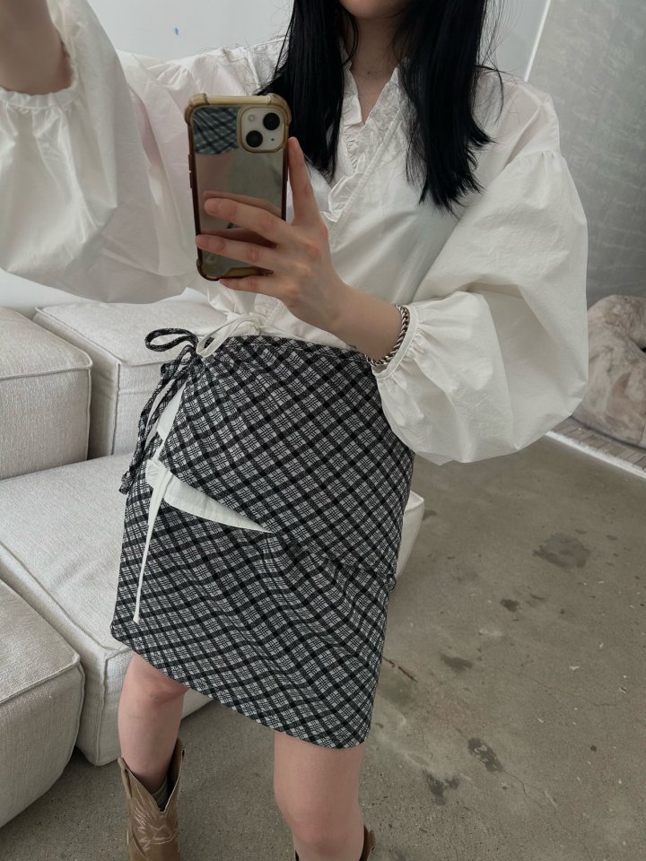 Buckle - Korean Women Fashion - #momslook - Check Wrap Skirt - 6