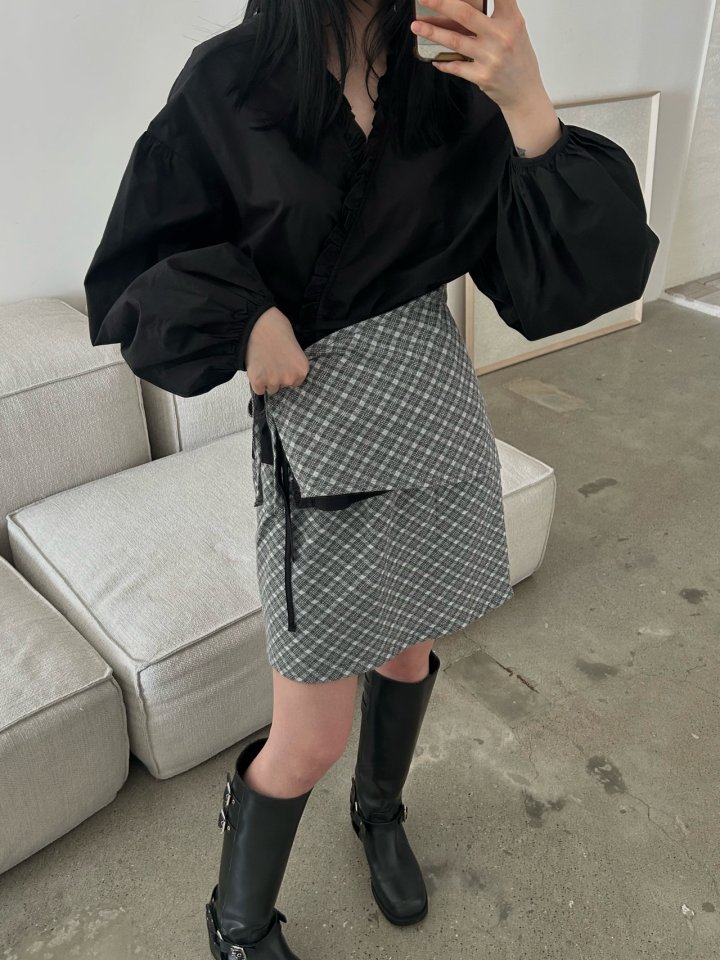 Buckle - Korean Women Fashion - #momslook - Frill Balloon Wrap Blouse - 6