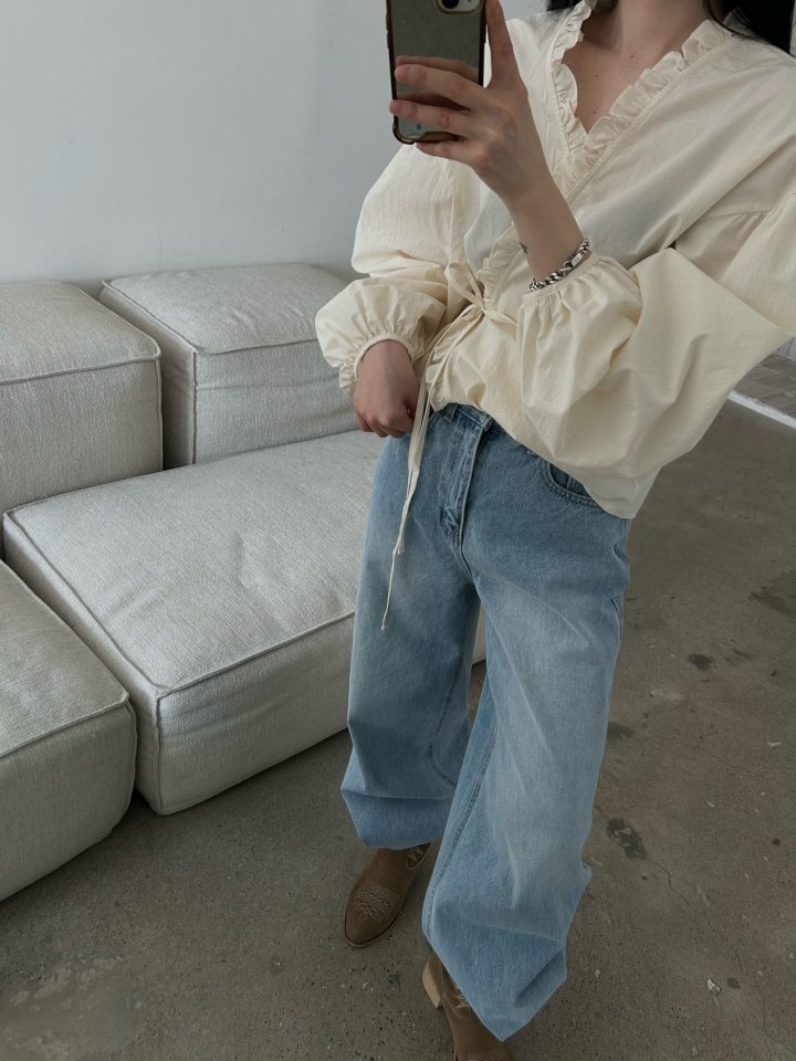 Buckle - Korean Women Fashion - #momslook - Frill Balloon Wrap Blouse - 5