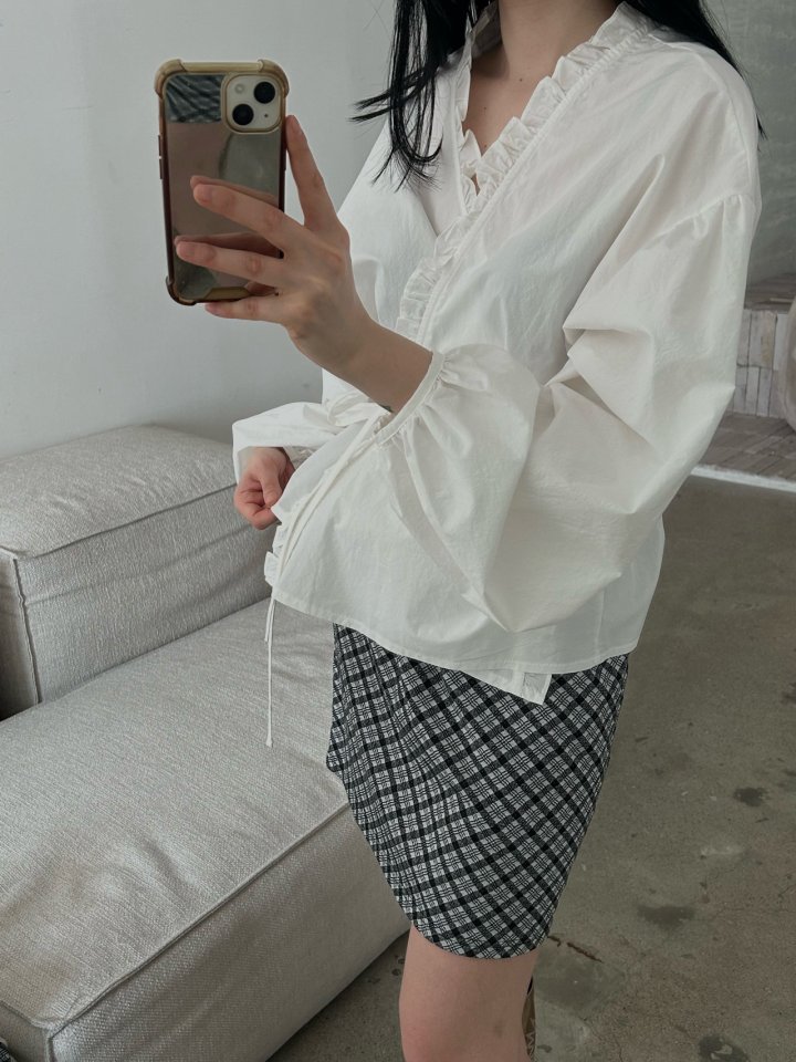 Buckle - Korean Women Fashion - #shopsmall - Frill Balloon Wrap Blouse - 11