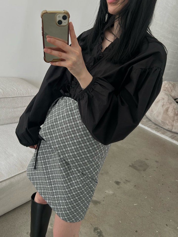 Buckle - Korean Women Fashion - #vintageinspired - Check Wrap Skirt - 10