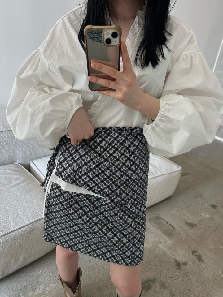 Buckle - Korean Women Fashion - #vintagekidsstyle - Check Wrap Skirt - 10