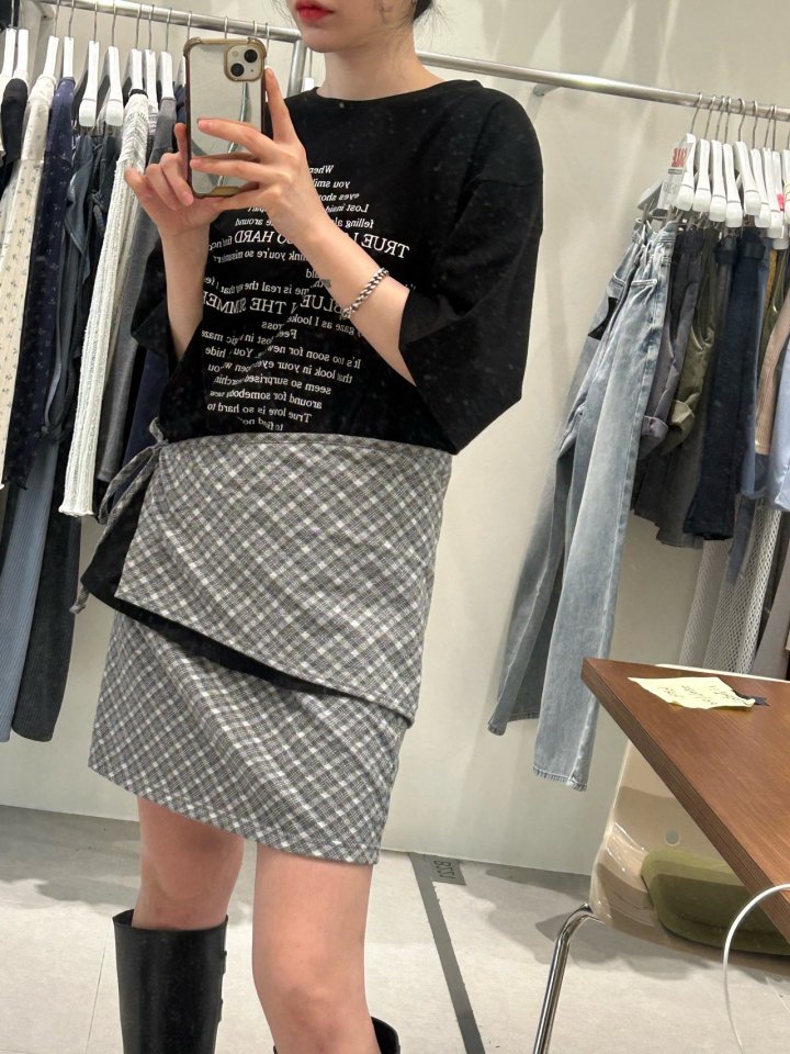 Buckle - Korean Women Fashion - #momslook - Check Wrap Skirt - 4