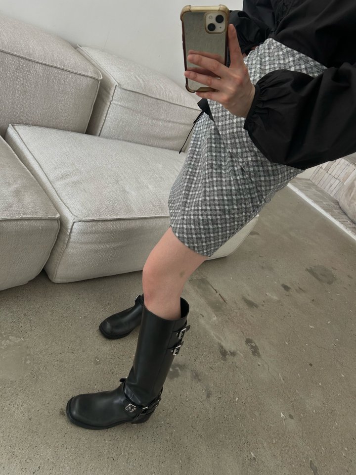 Buckle - Korean Women Fashion - #womensfashion - Check Wrap Skirt