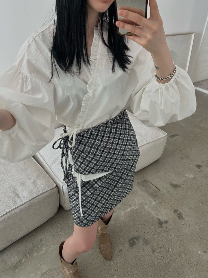 Buckle - Korean Women Fashion - #momslook - Check Wrap Skirt - 4