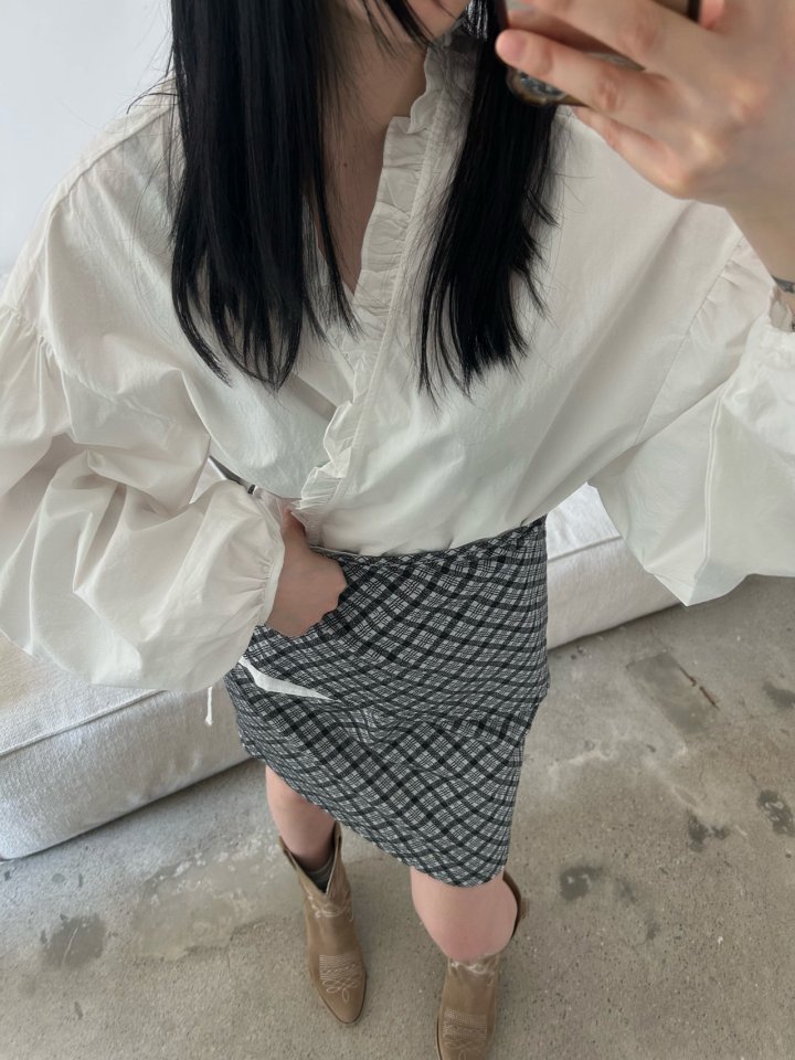 Buckle - Korean Women Fashion - #womensfashion - Frill Balloon Wrap Blouse