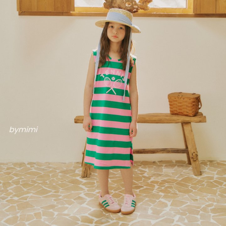 Bymimi - Korean Children Fashion - #kidzfashiontrend - Racket Sleeveless One-piece - 5