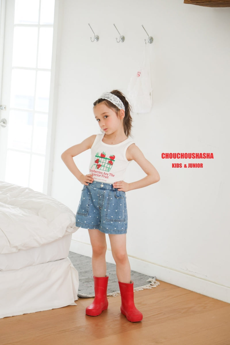 Chouchou Shasha - Korean Children Fashion - #kidsshorts - Heart Pocket Denim Pants - 5