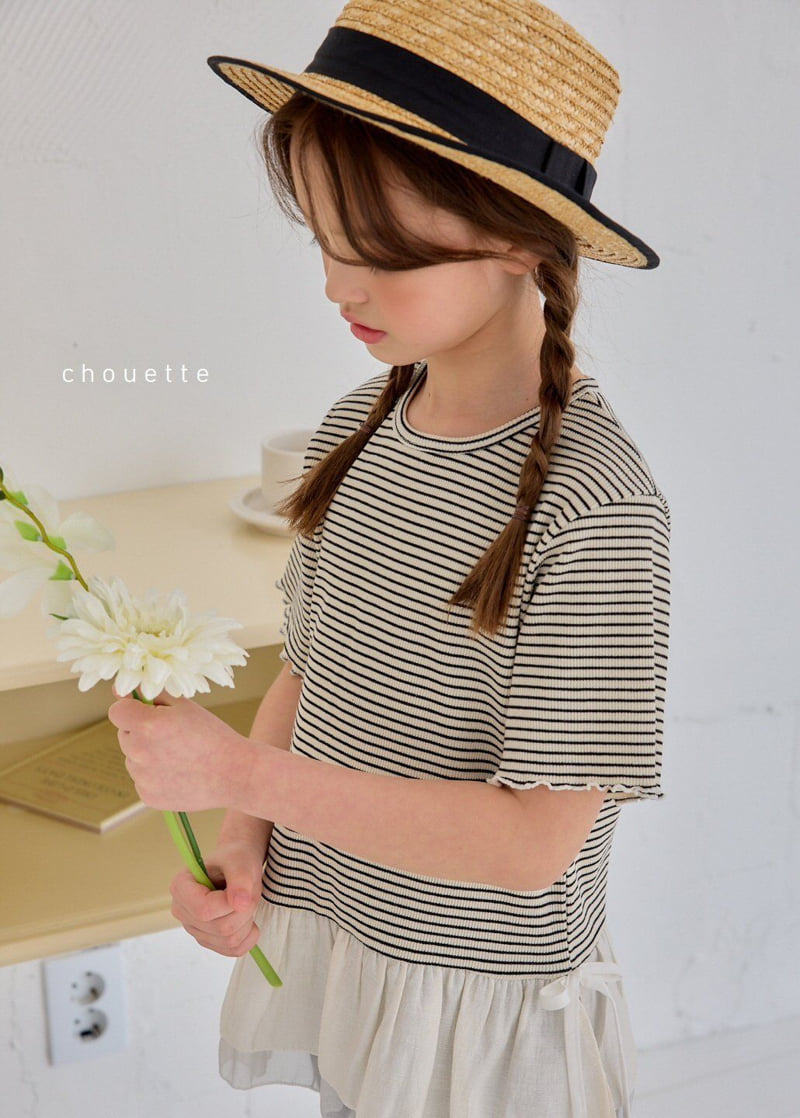 Chouette - Korean Children Fashion - #designkidswear - Stripe Frilly Tee - 6