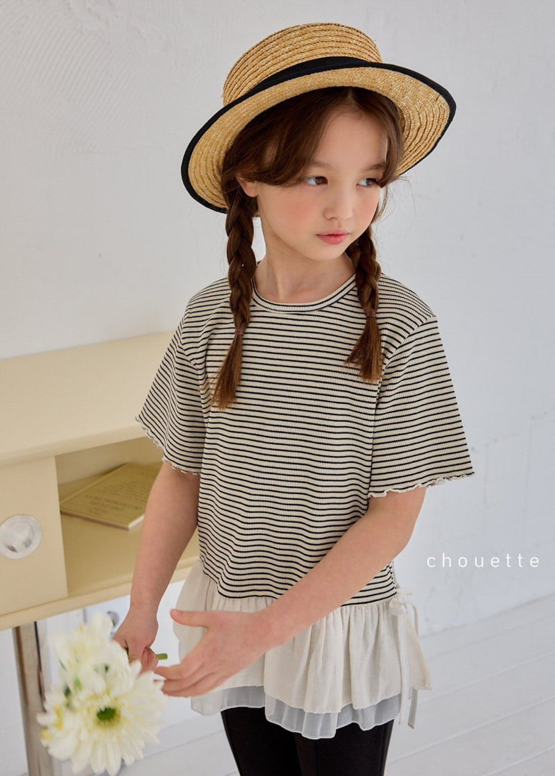 Chouette - Korean Children Fashion - #fashionkids - Stripe Frilly Tee - 8