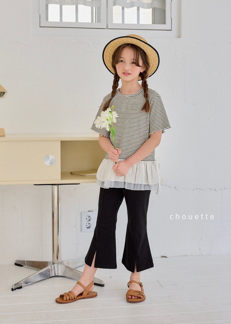 Chouette - Korean Children Fashion - #toddlerclothing - Stripe Frilly Tee - 2