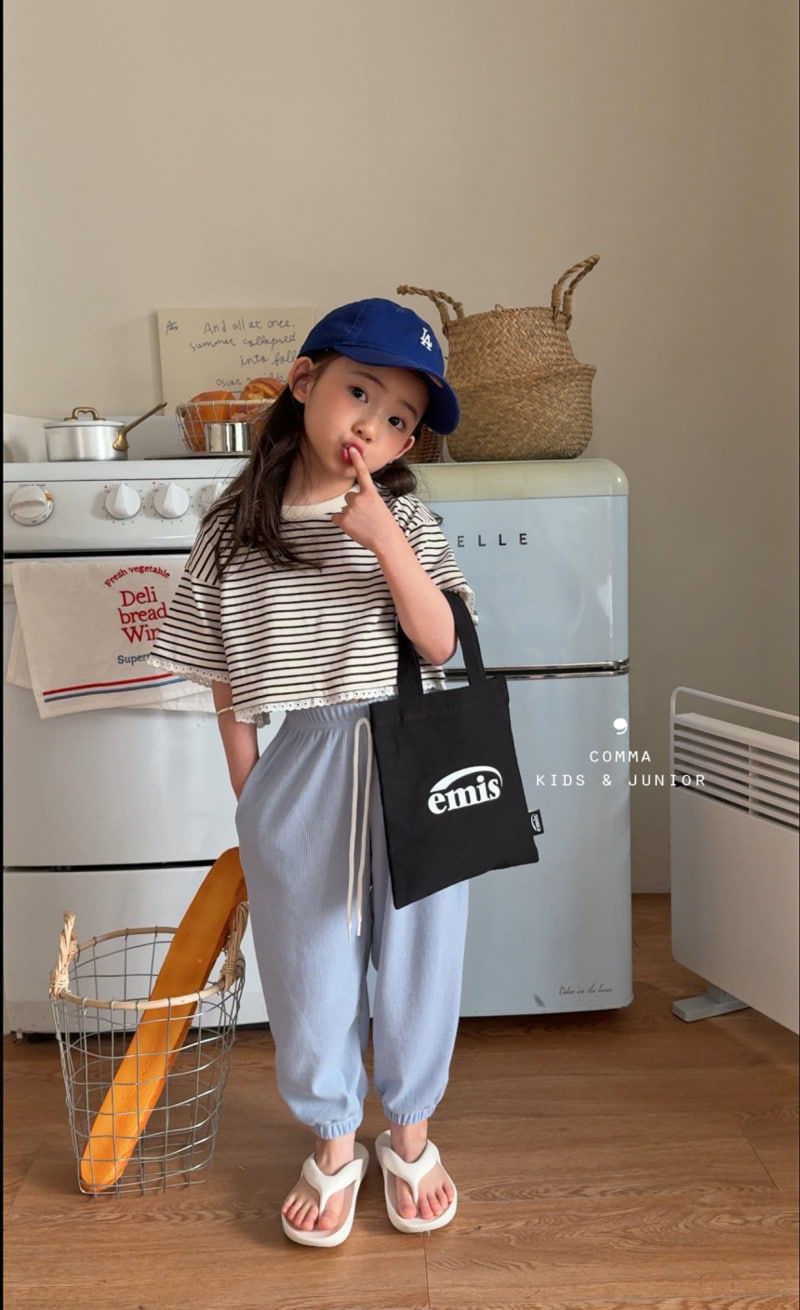 Comma - Korean Children Fashion - #Kfashion4kids - Lace Stripe Tee
