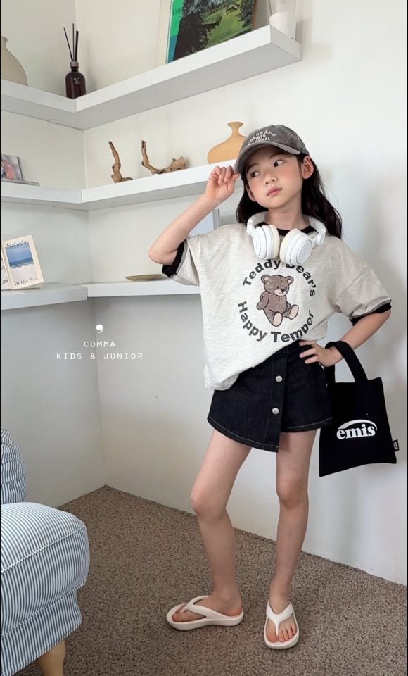 Comma - Korean Children Fashion - #childofig - Bear Raglan Tee - 5